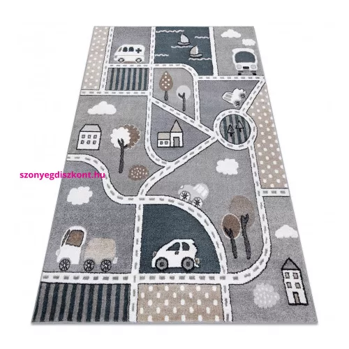 TOP! Kab. Szőnyeg FUN Strade gyerekeknek, utca, város szürke 80x150 cm