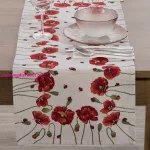 TOP! Pipacsos gobelin asztalterítő Natúr 40x100 cm +/-5%